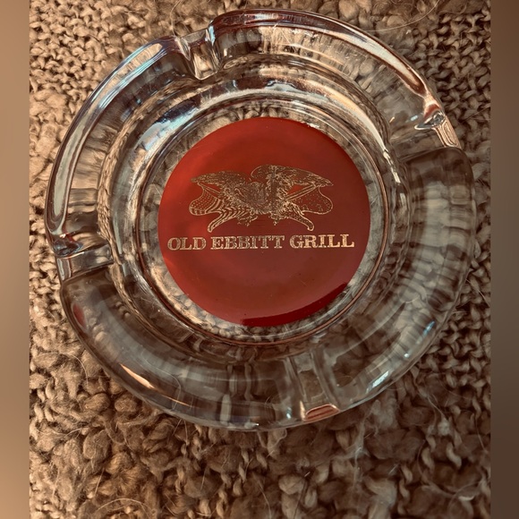 Vintage Old Ebbitt Grill From Washington, DC Mid Century Glass Ashtray Round - Picture 1 of 6